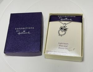 Hallmark from Connections Stainless Steel Enamel Owl Necklace 18"- 20" New
